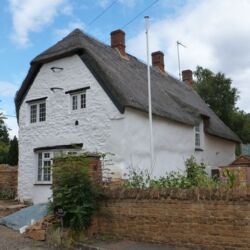 The front and side elevation of Oldways after three coats of limewash had been applied.