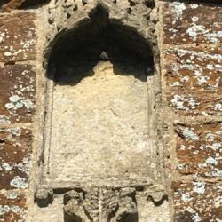 Final Stage: A lime render mortar was applied over the Plaster of Paris (difficult to see for shadows) which when set, was toned down in colour to match the adjacent stonework.