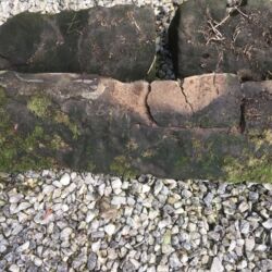 Some coping stones were delaminating and very friable and unsuitable for reuse.