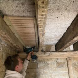 To provide that missing support more lath frames were fixed in place.