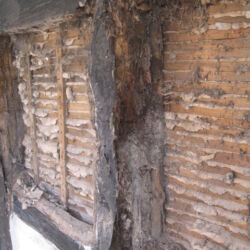 Once the majority of the brickwork had been taken out the full extent of the decay of the timbers could be seen.
